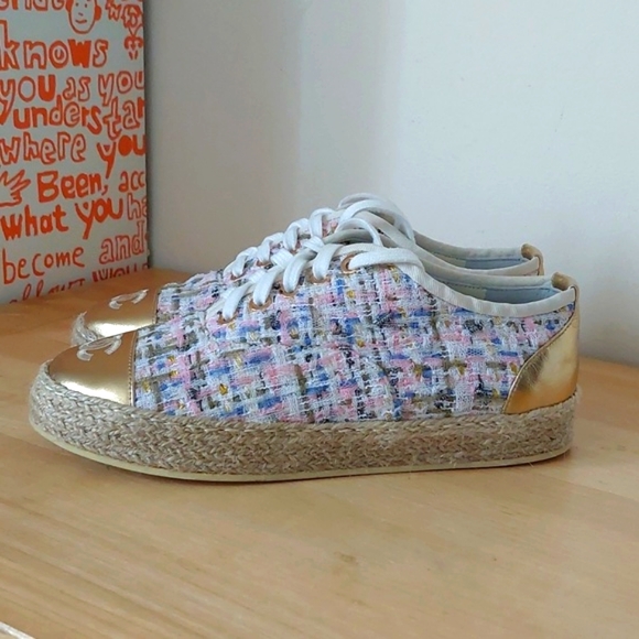 Chanel espadrilles lace-up shoes tweed - Picture 3 of 17
